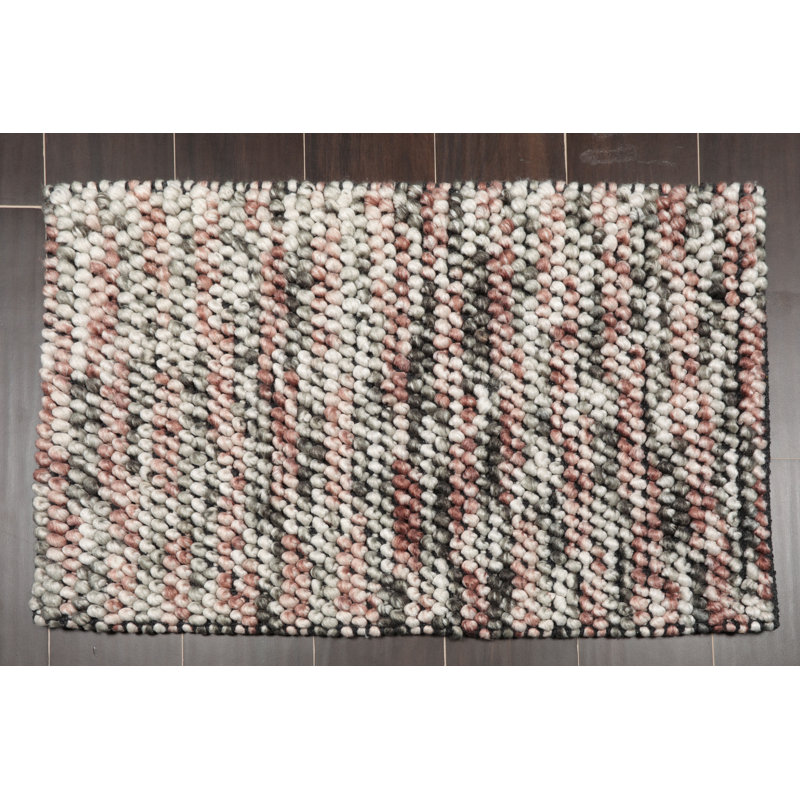 Tapis brun / beige / gris fait à la main en polyester 2 pi x 3 pi