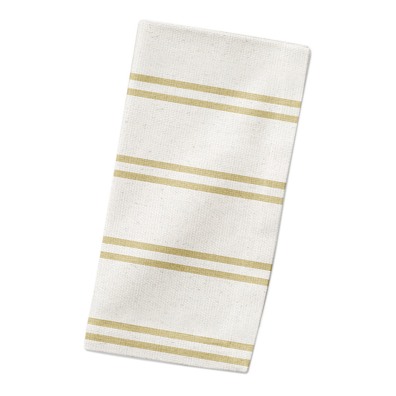 Paine Cotton Striped Square Napkin, Yellow/White