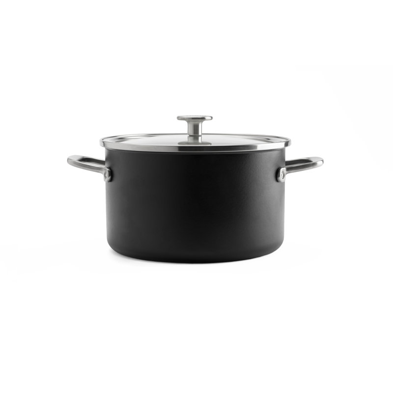 KitchenAid Steel Core Enamel Casserole with Lid, 6L, 24cm, Matte Black