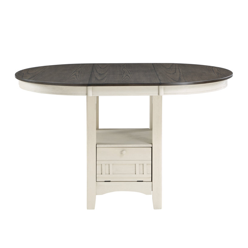 Table de salle à manger haute avec fini blanc antique et brun rosé