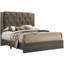 Lit pour grand lit moderne, finition grise, tête de lit, lit en bois d'hévéa pour chambre à coucher, gris, cadre, classique-401627306-401627348
