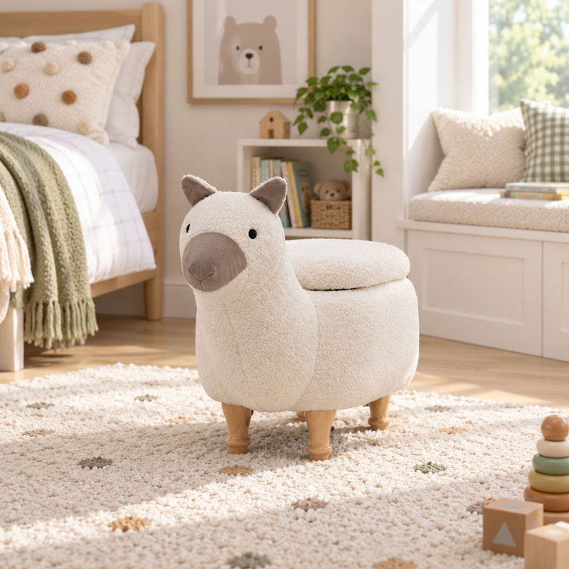 Upholstered Fabric Storage Footstool