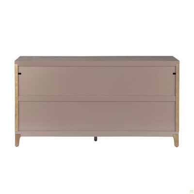 59 Inch Brown Woven 4-Door Sideboard with Solid Wood Legs and Adjustable feet, Large Capacity Storage Cabinet for Living Room,Dining Room(Brown)