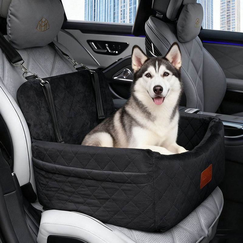 Lit de voiture détachable lavable pour chien, tapis de couchage portable doux pour animaux de compagnie, Black