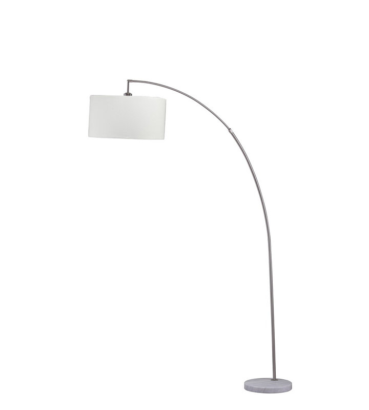 Lampe sur pied en métal 86 "Allegro", blanc et argent brossé