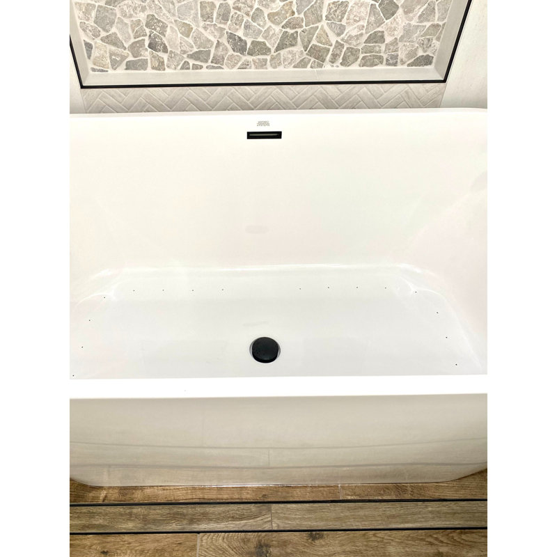 Summerlin 57'' L Air Bathtub, Glossy White, Polished Brass