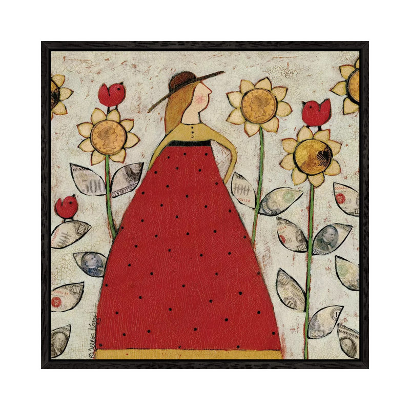 Money Grows by Teresa Kogut - Print on Canvas, Black Floater Framed, 45.72cm H x 45.72cm W x 3.81cm D