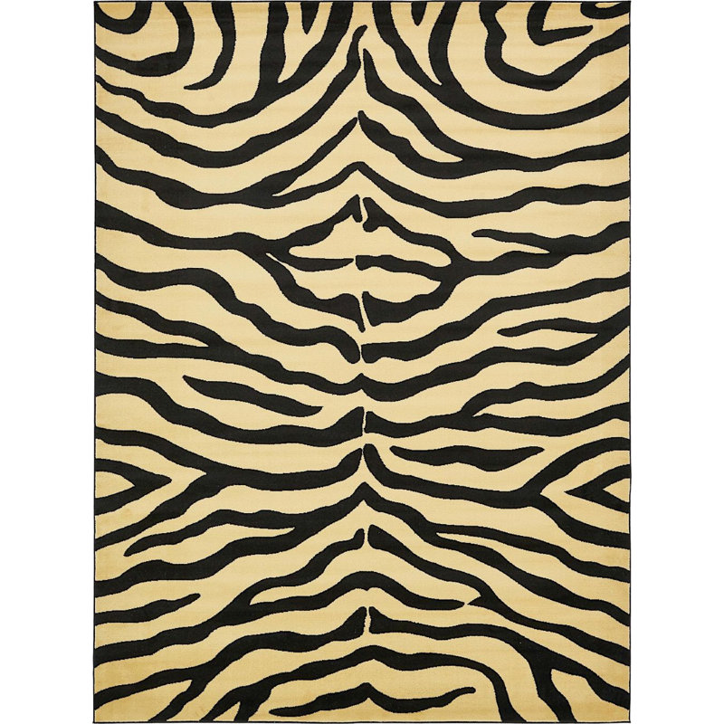 Tapis crème à imprimé animalier Testerman, Rectangle 9 pi x 12 pi