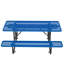 Table de pique-nique d'extérieur robuste en métal bleu avec trou pour parasol, 6 à 8 sièges rectangulaires, acier enduit de qualité commerciale-756618905