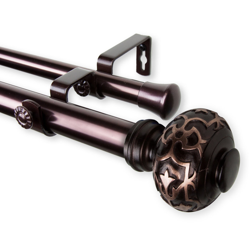 Tringle à rideaux double réglable 1 po Lisson, 48 po à 84 po, Bronze