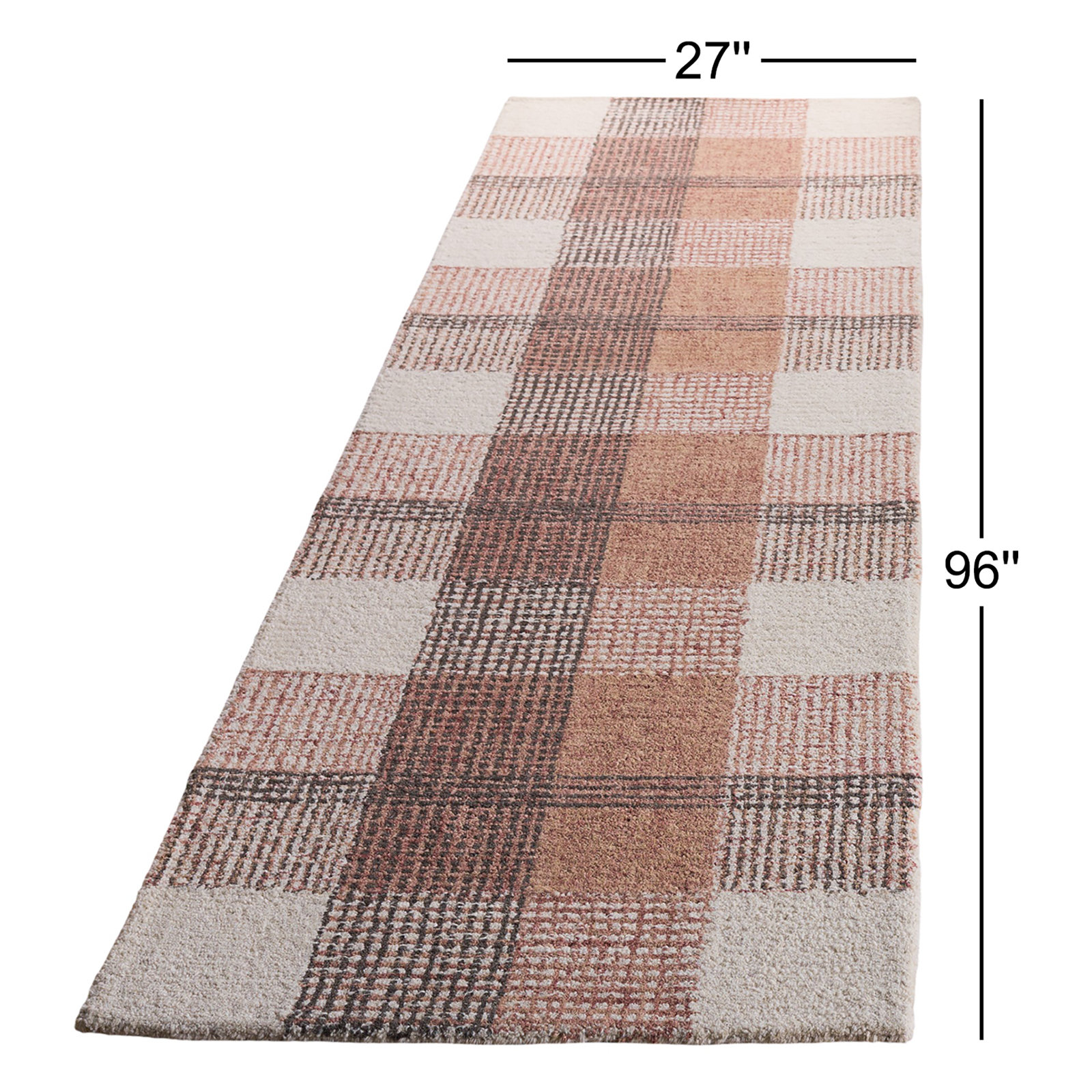Hand-Tufted Wool Plaid Rug, Runner 2'3" x 8'