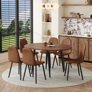 42-54'' Extendable Dining Table Set With Comfortable Upholstered Dining Chairs