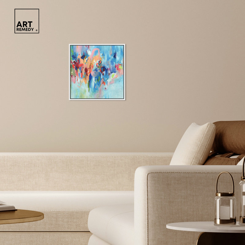 Art mural d'art moderne sur toile encadrée bleue 1 57079, Cadre blanc, H 17 po x l 17 po
