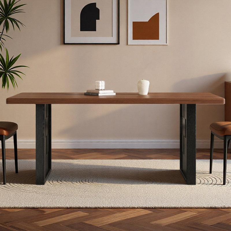 Table de salle à manger en granit, Brun, H 29,53 po x L 70,87 po x l 35,43 po