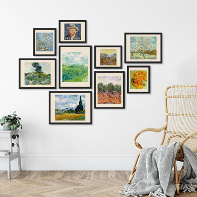 "Pastel Van Gogh", variété de fleurs, art moderne naturel pour le salon, la chambre à coucher, le bureau, impression encadrée sur papier, 9 pièces