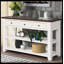 Console en bois de pin massif 48 po - table d'appoint moderne avec 3 tiroirs de rangement et 2 tablettes, assemblage facile (blanc antique + plateau brun)-974312931