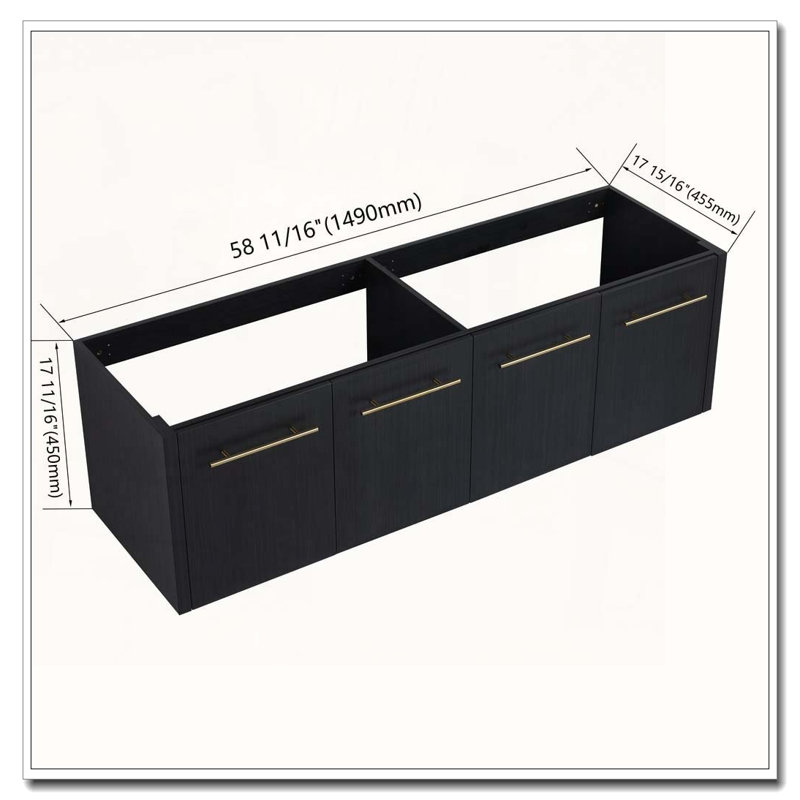 Wall Mounted Bathroom Vanity Main Cabinet Without Top Sink, Black Chestnut