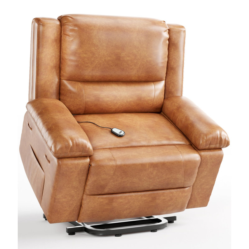 43.3" Wide Oversized Electric Power Lift Recliner with Heat and Massage, PU Leather Recliner Chair for Elderly, Cagnac