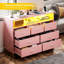Grande commode à 7 tiroirs pour chambre à coucher avec commode en bois avec station de charge et lumières DEL-1769520603