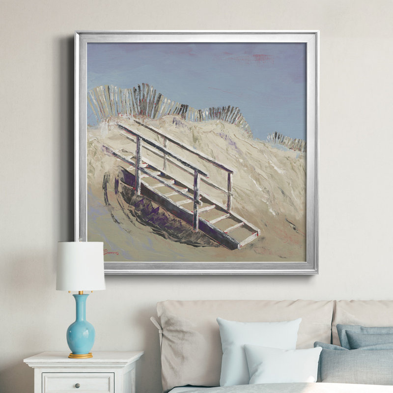 Beach Access - Cadre photo, reproduction d'art sur toile, H 26,5 po x l 26,5 po x P 1,5 po, Encadré gris
