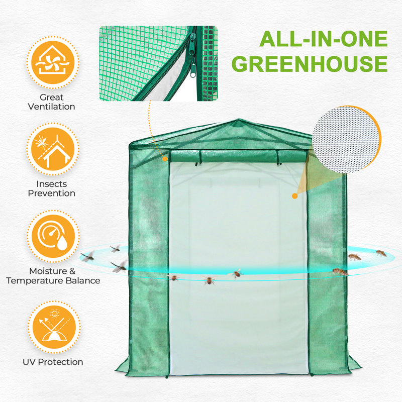 Eagle Peak 8x6 Green Steel Frame Walk-In Greenhouse