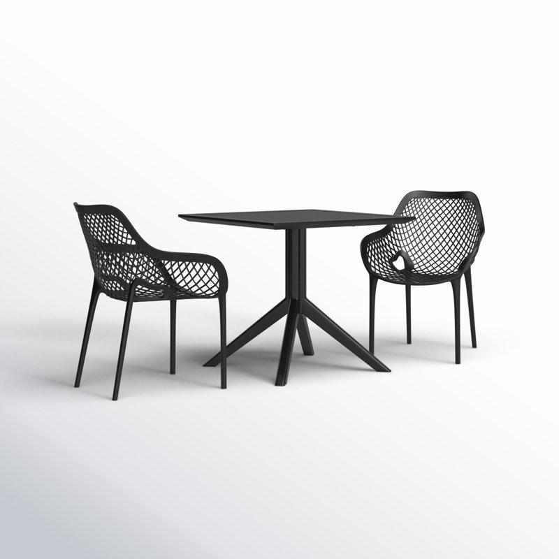 Ensemble de salle à manger de patio pour 2 personnes Farrah, Noir
