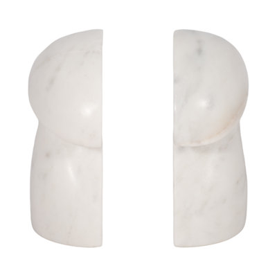 White Marble Mushroom Bookends, 6-Inch