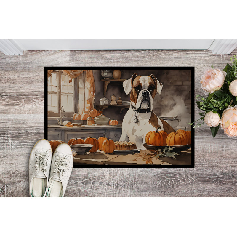 Boxer Fall Kitchen Pumpkins Doormat, L 24 po x L 36 po