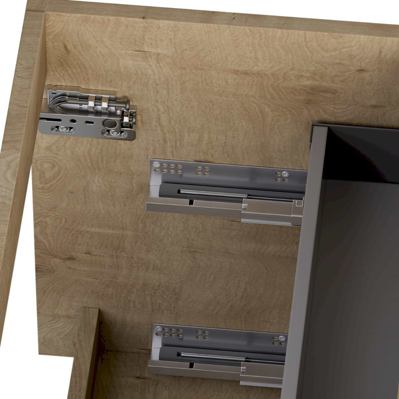 Duo 24" Single Vanity With Integrated Ceramic Top, Blonde Wood, Black, 40"