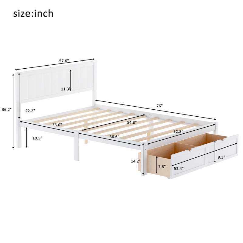 Platform Bed with Under-bed Drawers