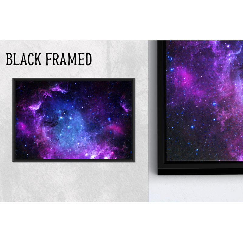 Starry Sky Landscape Glass Decor - Printed Canvas Artwork,1P BlackFramedCanvas, H: 35.5 x W:47.3 inches