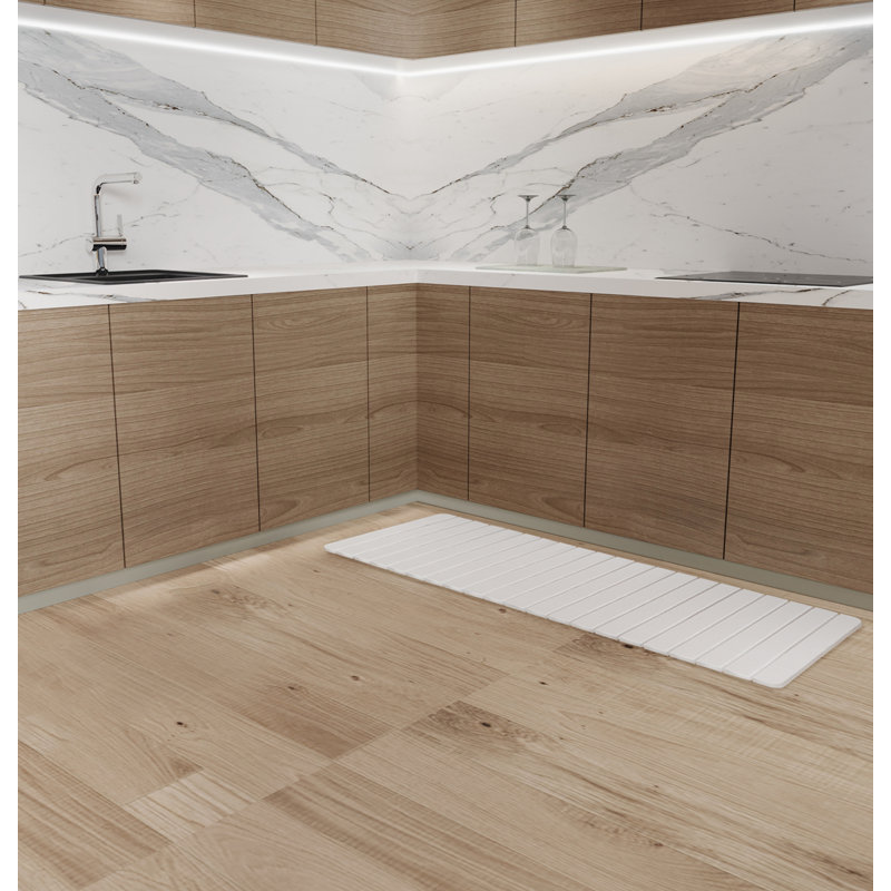 Tapis de cuisine Dianeli, Tapis de couloir 1 pi 9 po x 4 pi 10 po, Blanc / Blanc