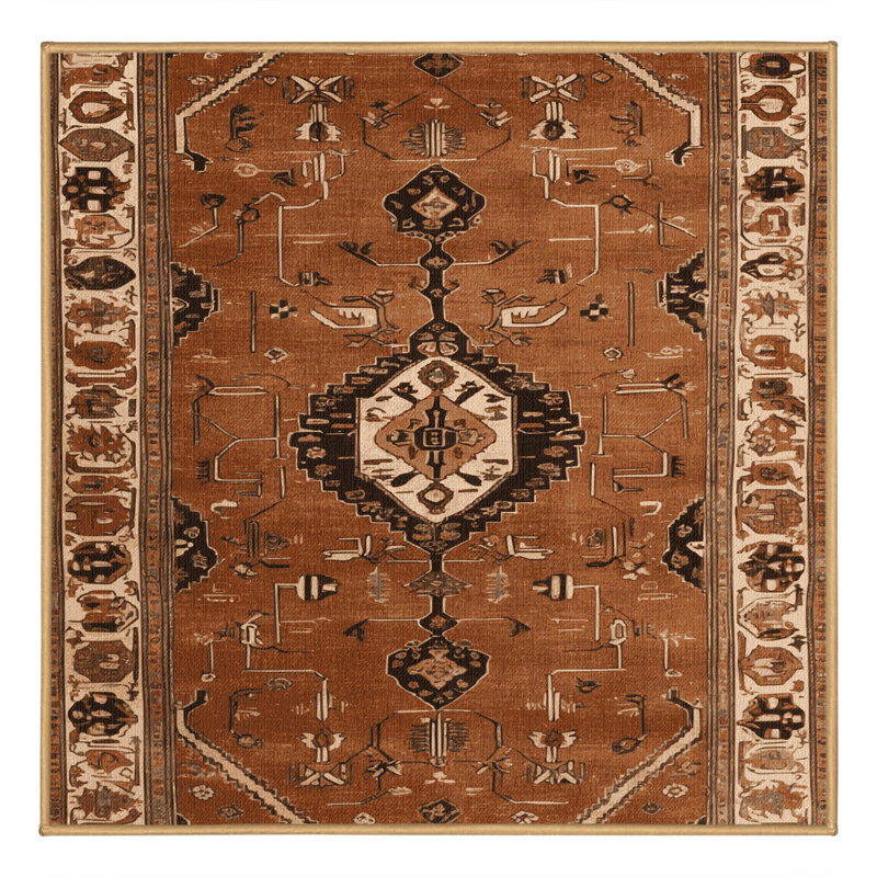 Machine Washable Persian Brown Area Rug, Square 3'