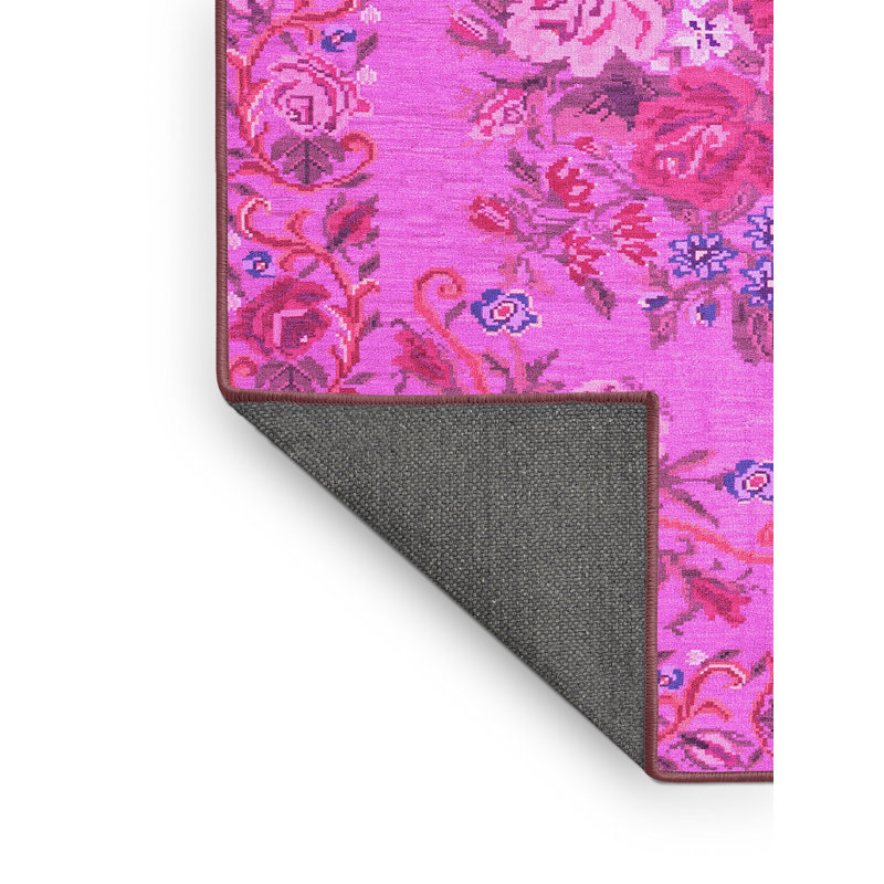 Tapis rose tissé à la machine KPRAS, Rectangle 8 pi x 10 pi