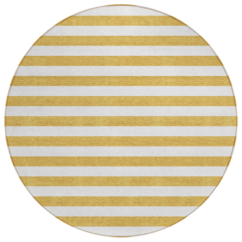 Washable Striped Indoor / Outdoor Rug, Round 8'