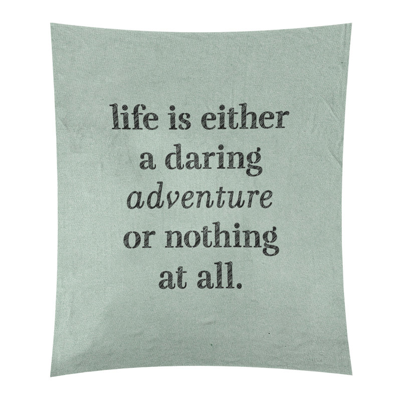Tapisserie en polyester "life quote" adventure, H 104 po x l 88 po, Vert / noir