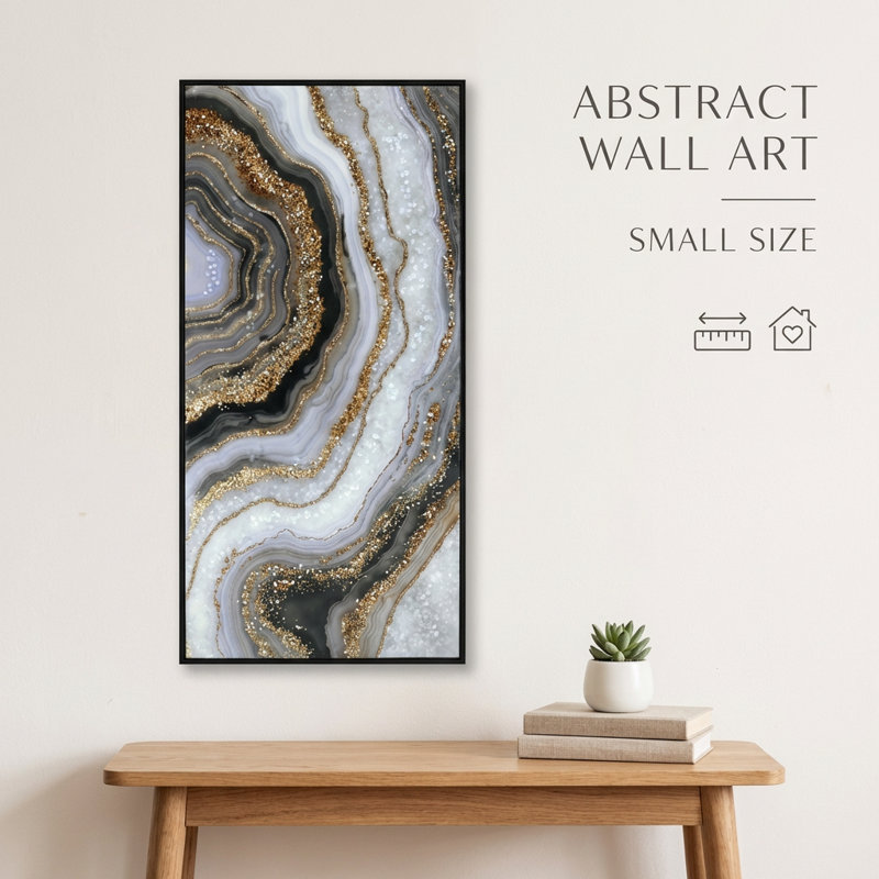 Art mural moderne abstrait avec accents dorés et toile texturée pour la décoration contemporaine