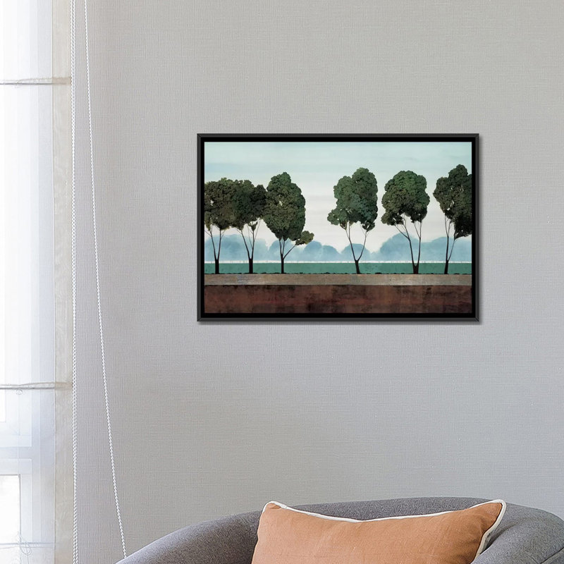 «Six Trees» par Robet Charon - impression sur toile tendue, H 18 po x l 26 po x P 1,5 po, Toile avec cadre noir, Pas de tapis