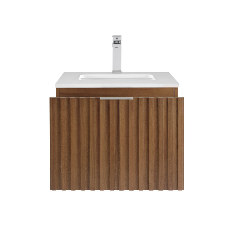 Terra 24'' W Single Vanity, White Quartz/Single Faucet Mount, Brushed Nickel