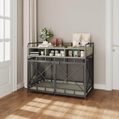 Large Wooden Dog Crate End Table with Drawers – Indoor Decorative Pet Kennel, Heavy-Duty Dog Cage