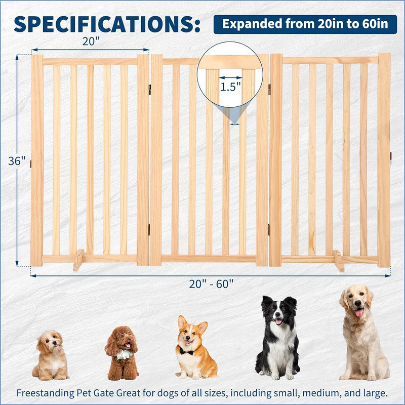 Manufactured Wood Free Standing Pet Gate, 91.4cm H x 152.4cm W x 2.5cm D