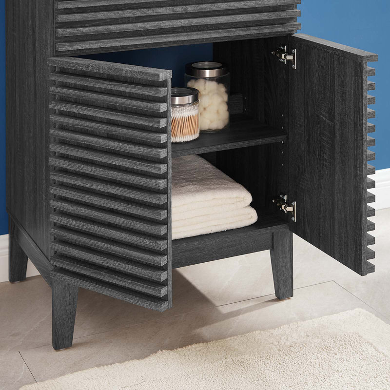 Base de meuble-lavabo simple 23,5 po Render, Gris anthracite