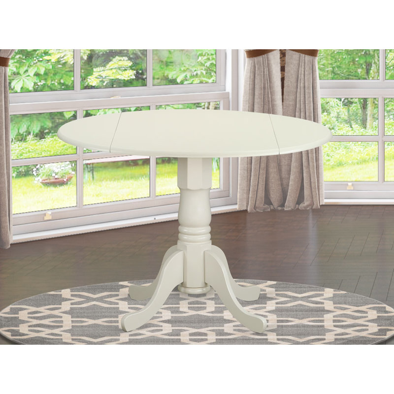 Philipston Extendable Round Solid Wood Dining Table, White, Heather Gray