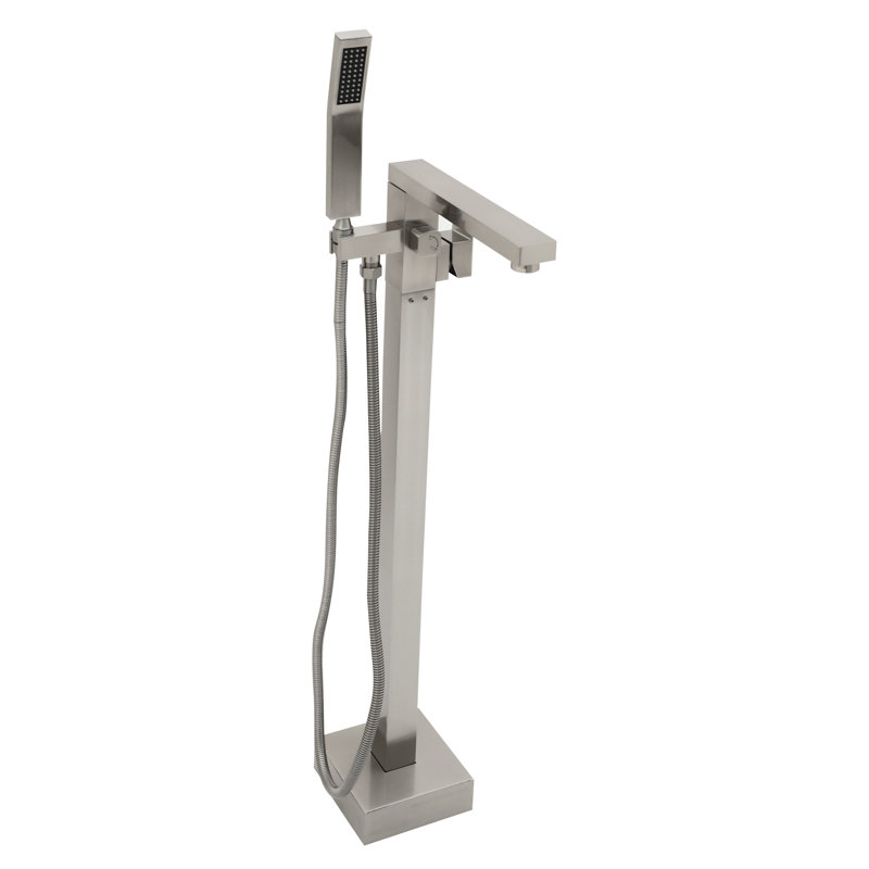 Robinet de baignoire en nickel brossé avec douche à main, fabrication en laiton massif, soupapes à disque en céramique à deux températures, mouvement de bec à 360 + 90, conception résistante aux éclaboussures, laiton rouillé à la main, eau douce