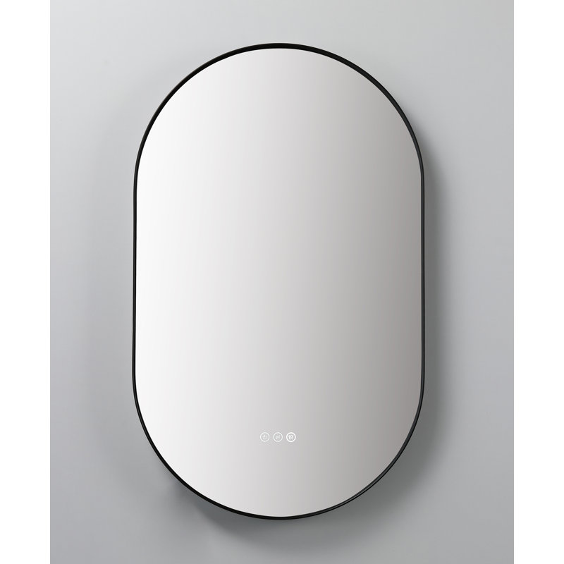 Shell LED Mirror, 35.43" x 21.65", Matte Black, Oval