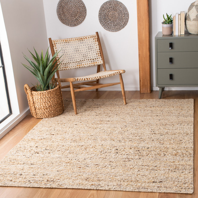 Tapis beige en laine / coton tissé à la main Sisco, Rectangulaire 8 pi x 10 pi