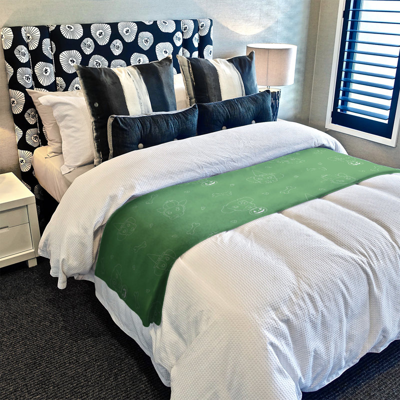 Sewn Throw Blanket, 50" W x 60" L, Green/White