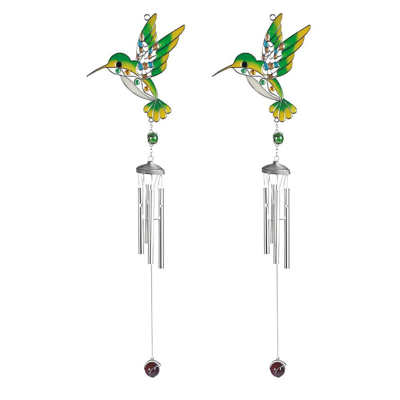 Ensemble de 2 cadeaux ICE ARMOUR 31 po Long Colibri vert Suncatcher carillon de vent Figurine Sculpture Sculpture Décoration d'ornement Maison / Chambre / Jardin