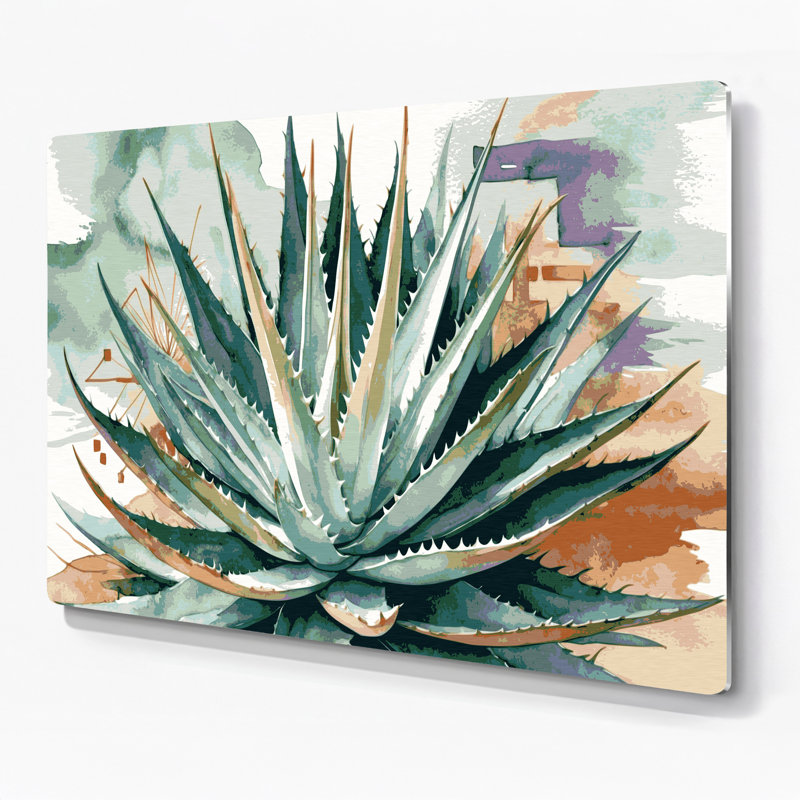 Art mural gris en métal Southwestern Plants Aloe Vera 147