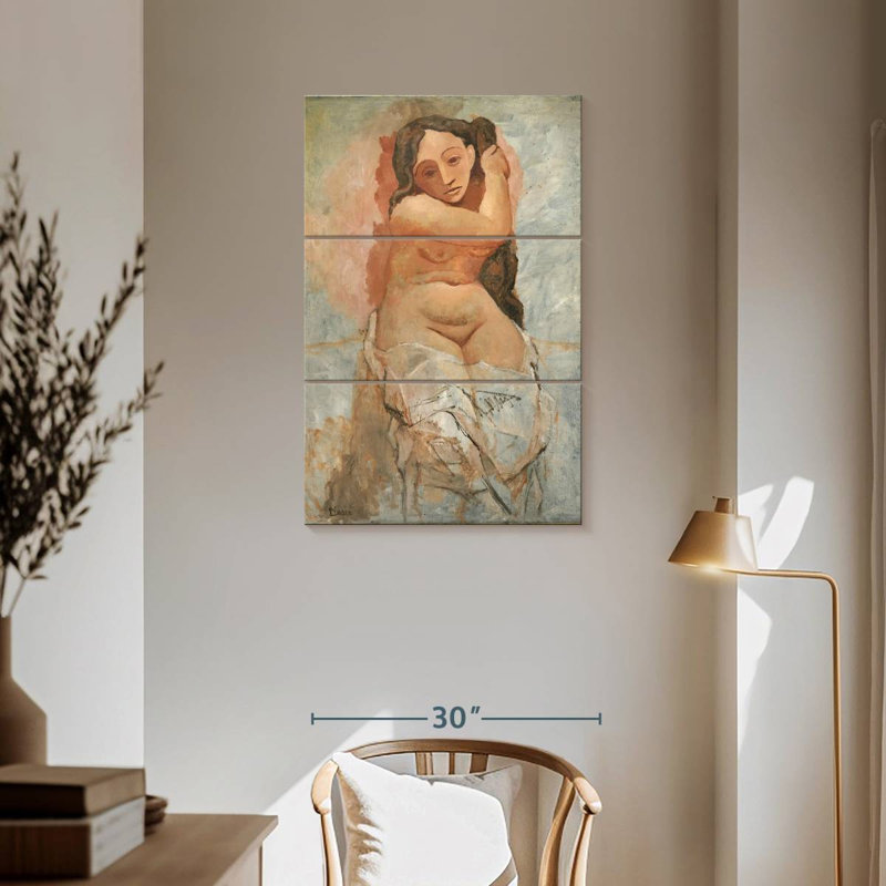 Femme tressant ses cheveux, H 57 po x l 36 po